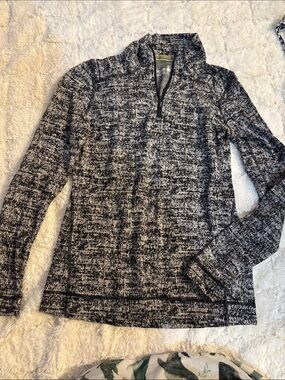 Smartwool Black and White Marled Quarter-Zip Pullover